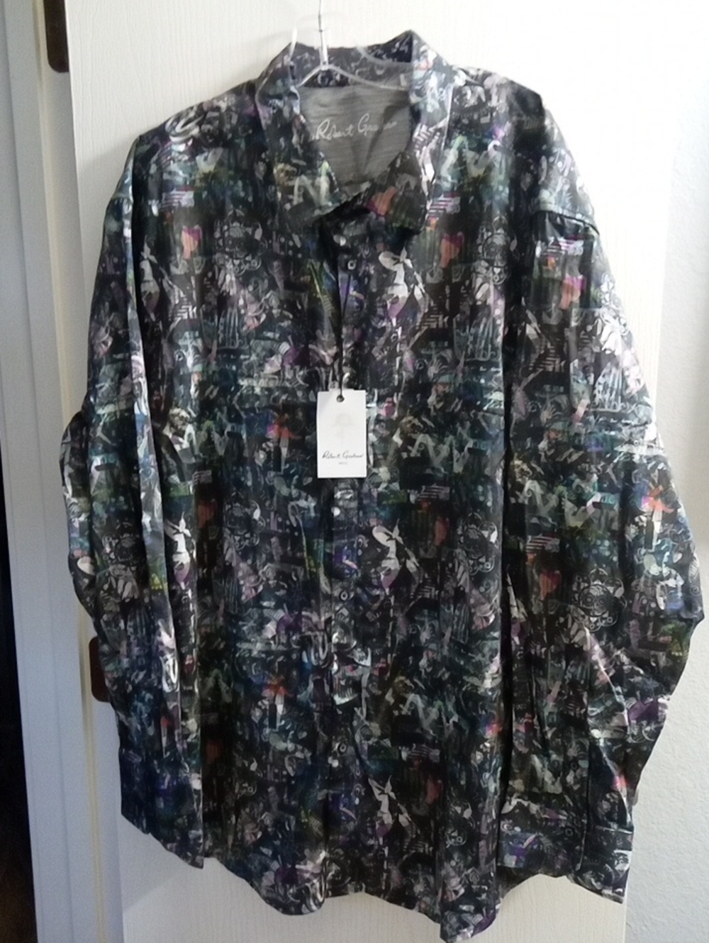 Robert Graham Black Multicolor Abstract Print Shirt Jacket